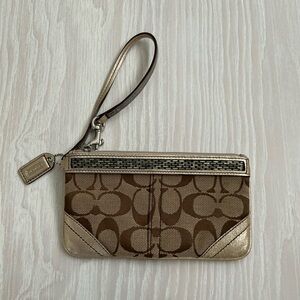 Coach Brown and Gold Wristlet